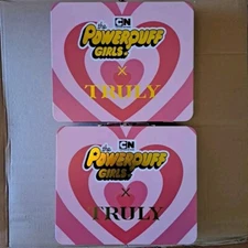 (2) Powerpuff Girls x Truly Beauty Metal Tin Collector Lunch Box Case  11x9x3