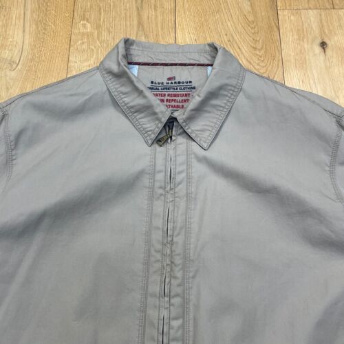 Mens Blue Harbour Harrington Jacket L Large Beige Full Zip Water Resistant Coat - Picture 2 of 13