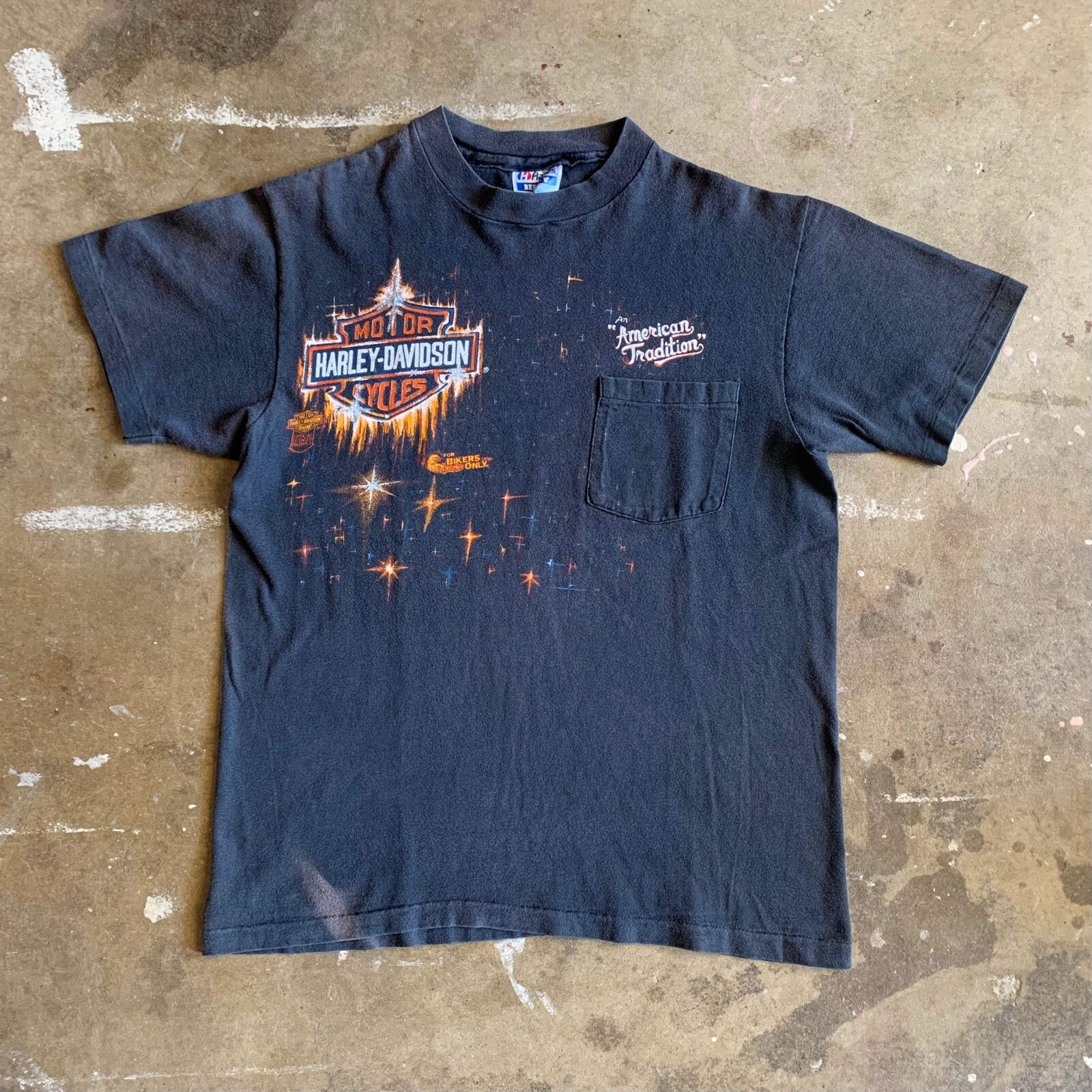 00'S Harley-Davidson Motorcycle Bike T-shirt Made in USA Men's XL cotton black type Vintage Second Hand