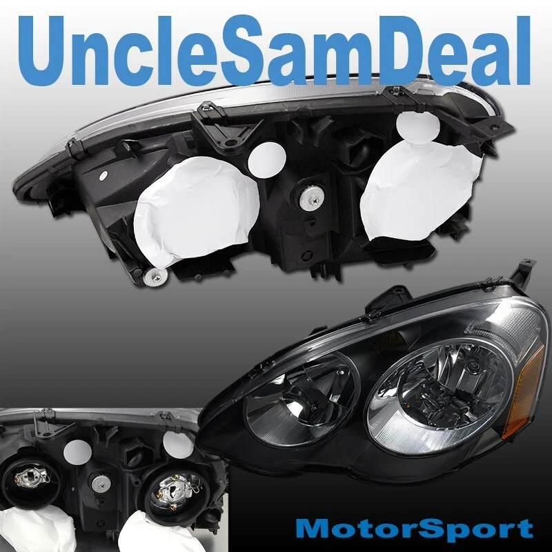 适用于 02-04 ACURA RSX OE 工厂 LOOK 透明镜头头灯 JDM 黑色对 — 第 2/2 张图片