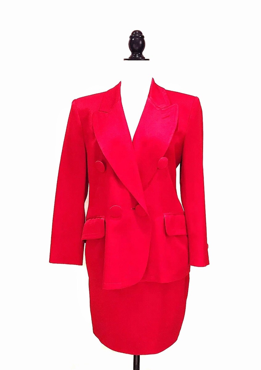 MOSCHINO COUTURE 90s Retro Red High Gloss Wool Blend Blazer Jacket
