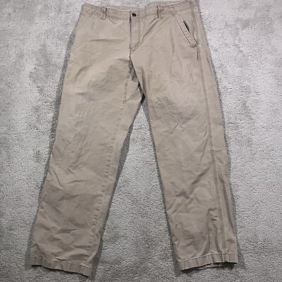 L.L. Bean Natural Fit Canvas Pants Mens 41x32.5 Beige Casual Workwear Ripstop
