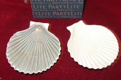 Neu! PartyLite Teelichthalter Muschelschale Paar P92945 + 1 Teelicht GRATIS