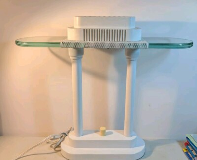 Bankers Cheyenne Dimmer Desk Lamp RARE White Vintage MCM Sonneman Kovacs Style 