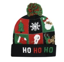 LED Christmas Winter Beanie Knit Hat Light Up Xmas Winter Warm Cap w/ Pom Pom US