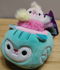 Squishmallow 2" Elda Emu Ostrich Squishville  Serene Squirrel Cart NWT Vehicle