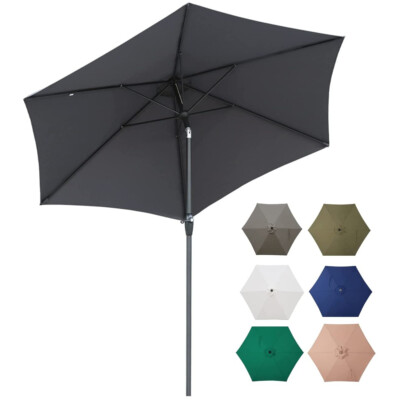 Sekey 270cm Aluminium Sonnenschirm Balkon mit Kurbel Gartenschirm Knickbar UPF50