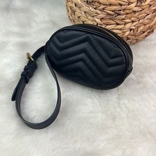 Black Vegan Leather Belt Bag/ Fanny Pack