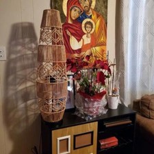 Stehleuchte Natur Bodenlampe Wohnzimmer inkl. Licht Boho Standlampe Stehlampe 