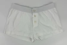 NEW Brandy Melville Ribbed Boy Shorts Underwear Button Up One Size White Women’s