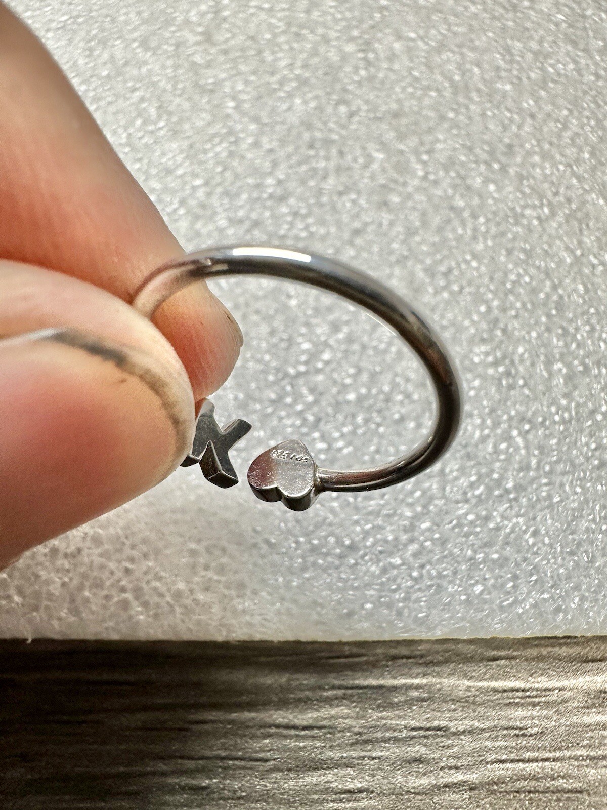 .925 Initial K & Heart Adjustable Ring - image 5