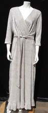 $230 BHLDN US M Metallic Rose Silver DEIDRA Stretch Long Maxi Dress Gown MINT