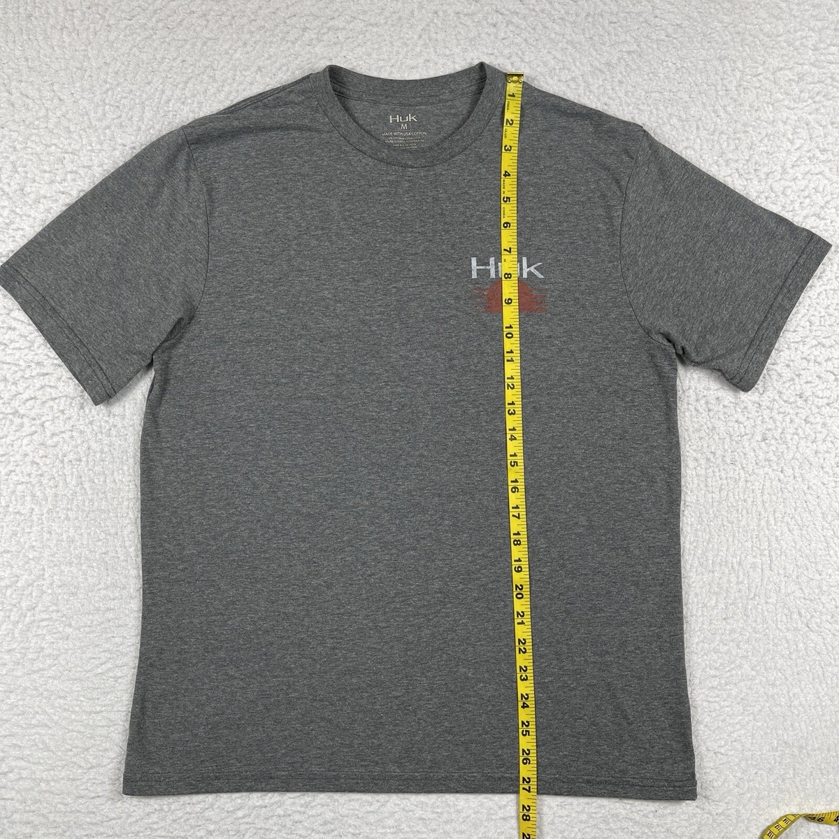 Huk Fishingフィッシングシャツ グレー M （L） Huk Shirt Mens Medium Gray Fishing Angler Fish Boating Made