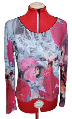 Jasmine Tea Jardin de Paris Women Fancy Can-Can Dancers Floral Rhinestone Top L