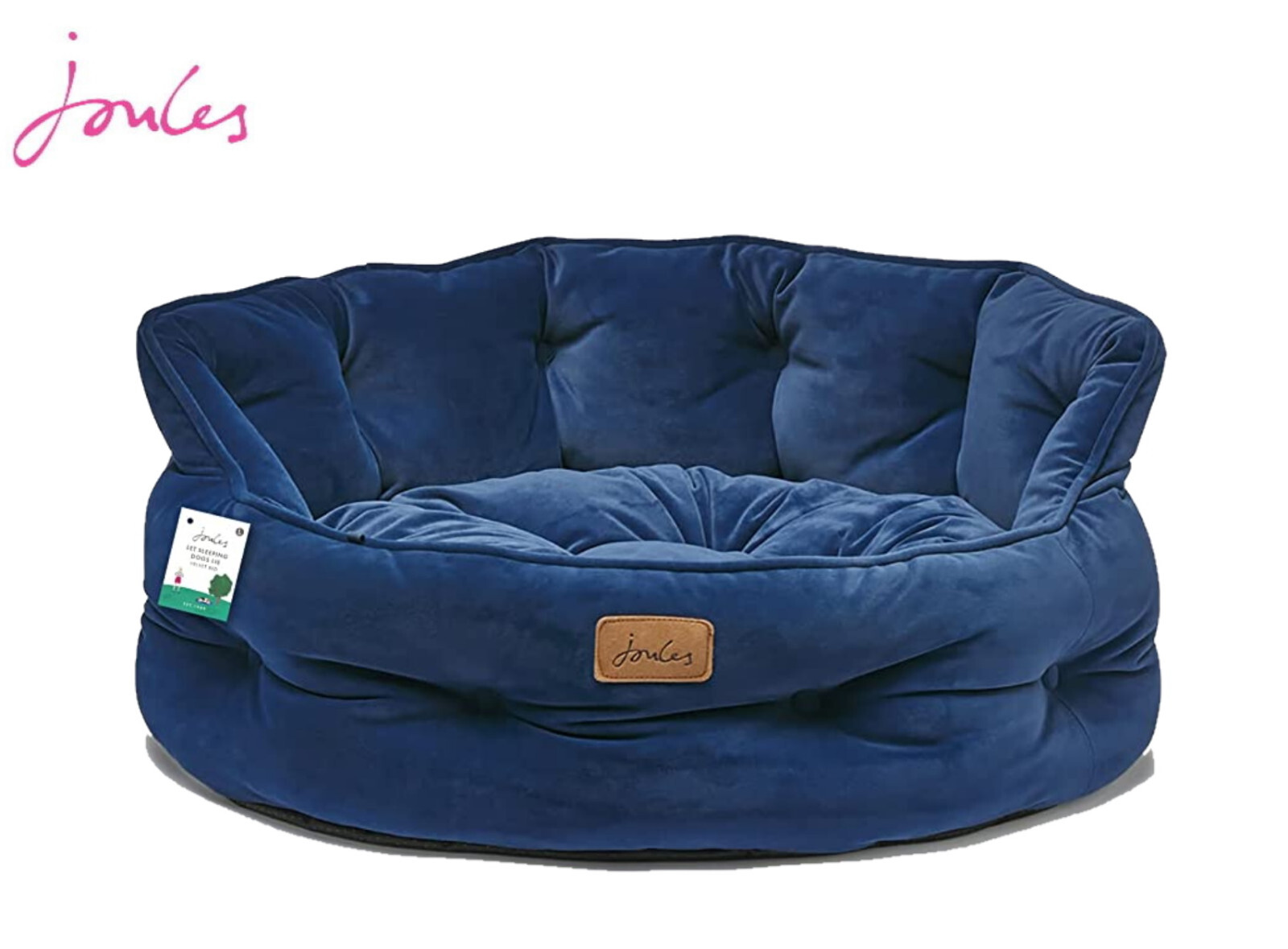 JOULES CHESTERFIELD PET DOG BED LUXURY VELVET SOFT COMFY BED 2 SIZES