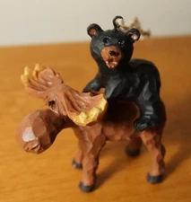 Black Bear Cub Moose Ornament Rustic Lodge Cabin Wildlife Figurine Decor Gift
