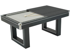 New 7ft Black Pool Dining Table w/ Grey Cloth + Table Tennis Top | Free Delivery