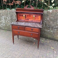 Magnificent Early 20th Century Washstand Marble Top Art Nouveau Tiles Drawers