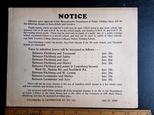1948 Fitchburg & Leominster Street Railroad Railway Cardboard Sign