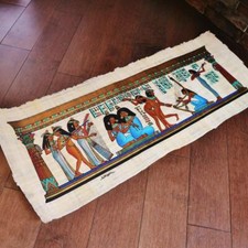Huge Large Handmade Papyrus Egyptian Royal Musicians Painting 32"x12" Inches