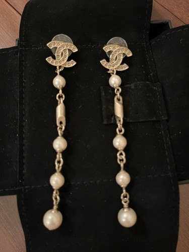 Chanel Pearl Drop Earings CC gold - Picture 3 of 5