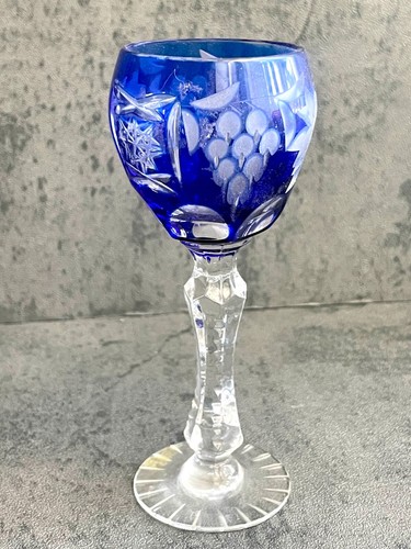 5-pc West Germany Anna Hutte Hand schliff 24% PbO Crystal Tall Hock Wine Glasses - Picture 5 of 9