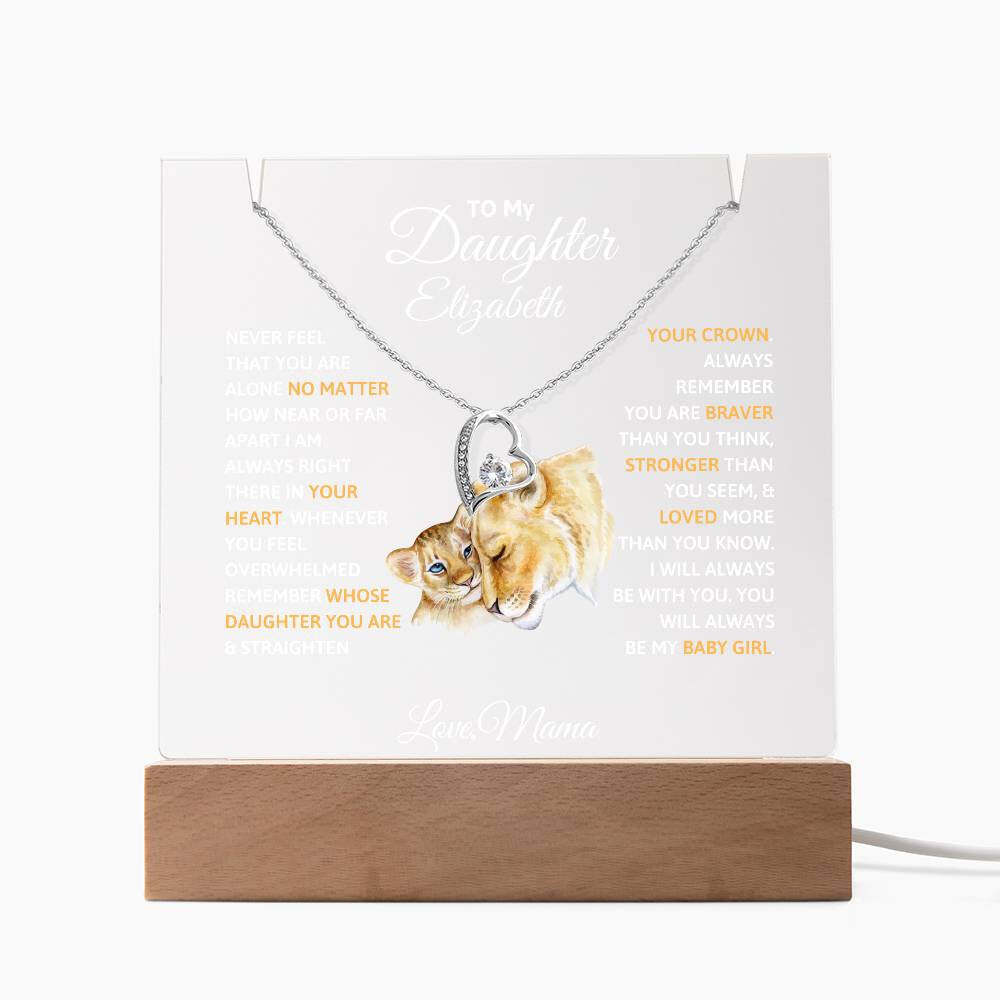 Daughter from Mom LED Acrylic Heart Necklace Plaque Gift Set | eBay