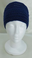 Handmade Ski Knit Winter Headband Ear warmer   Dark Blue Polyester