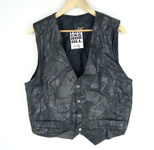 Gilet gilet uomo pelle nero vintage taglia M (M4712)