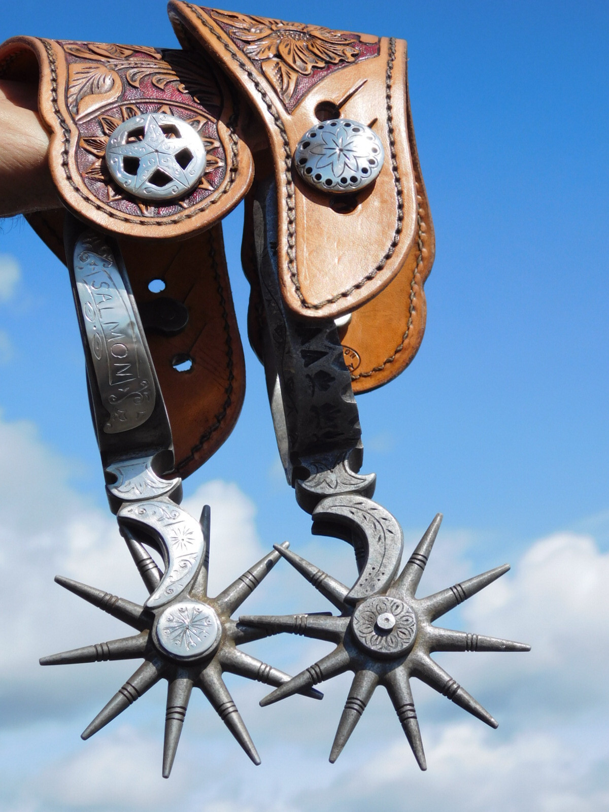 Boone Style Hand Forged One Piece Spurs overlaid silver, Allison Spur ...