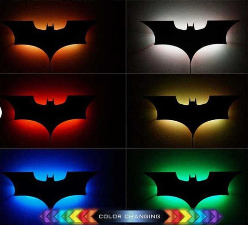 Lámpara de noche LED con logotipo de Batman con control remoto inalámbrico atmósfera dormitorio Foto 2 de 4