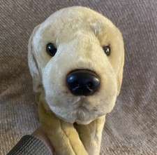 Large 22in Realistic FAO Schwarz Golden Lab Plush Laying Down Plastic Nose