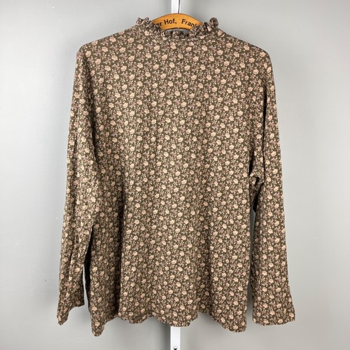 Ralph Lauren Jeans Co. Floral Top Blouse Womens 2X Brown Pink Flower Print - Picture 5 of 7