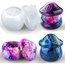 Jar Resin Molds Silicone, Mushroom Jars Silicone Molds with Lid for Epoxy Res...