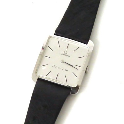Certina Silver Line SV925 Solid Silver Watch Black Dial 34mm From Japan