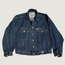 Vintage Guess USA Denim Trucker Jacket Georges Marciano Dark Wash Made in USA M