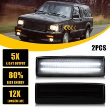 For 82-93 Chevy S10 83-94 Blazer 2pcs Smoked White Led Front Side Marker Lights