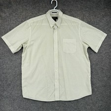 Eddie Bauer Shirt Mens XL Green Check Wrinkle Resistant Short Sleeve Cotton