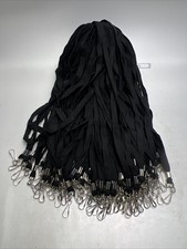 100 Pack, Black Bulk Badge Lanyards for ID Hanging