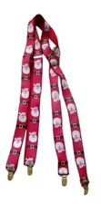 Vintage CAS W Germany Santa Claus Elastic Red Suspenders Brass Clips Christmas