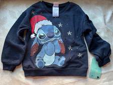 Disney Stitch Christmas Sweater kids Size 4 Blue