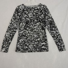 Burton Shirt Womens Large Black White Dryride Base Layer Long Sleeve Thermal