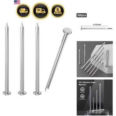 360PCS Stainless Steel Hardware Nails, 1-1/2 Inch Flat Head Nails for Hanging...