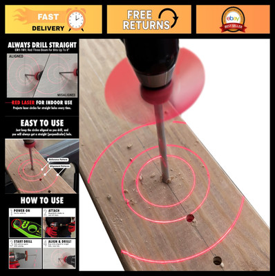 Magnetic Drill Guide with Red Laser - Straight Hole Alignment Tool for 2'' to 8''
