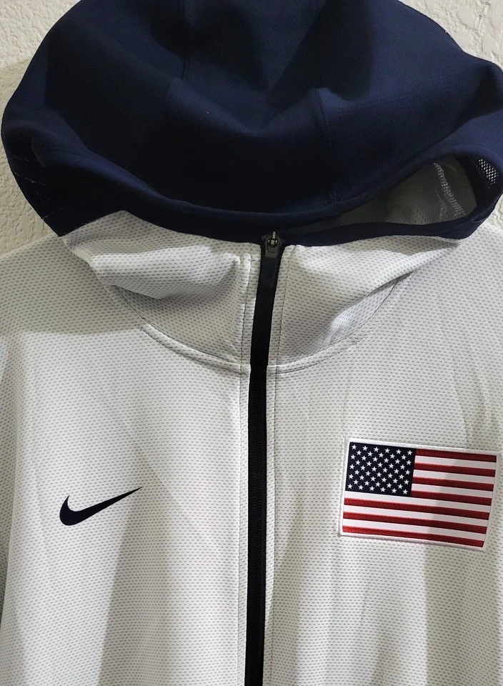 Nike, Hombre-XL, EE. UU. DRI-FIT Chaqueta, Poliéster y Spandex, Blanco  Foto 2 de 4