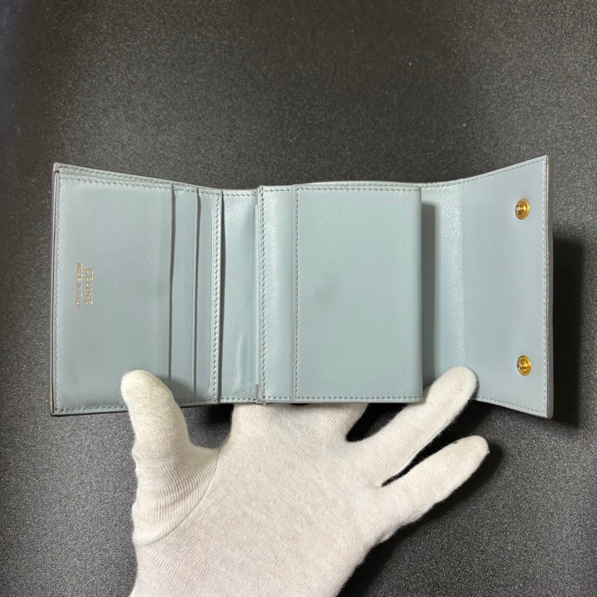 Celine Tri-Fold Wallet Gray Multi-Function Folded… - image 4