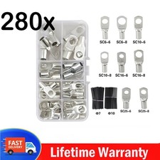280PCS Car Copper Lug Ring Terminals Cable Electrical Wire Crimp Connectors Kit