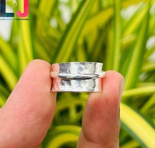 925 Sterling Silver Spinner Ring Wide Hammered Meditation Band Fidget Ring
