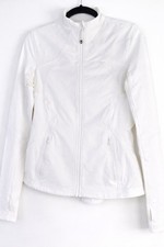 Lululemon Size M Women  s White Athletic Jacket Full Zip Thumbholes Zip Pockets