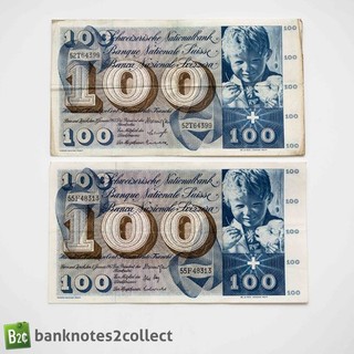 SWITZERLAND: 2 x 100 Swiss Franc Banknotes.